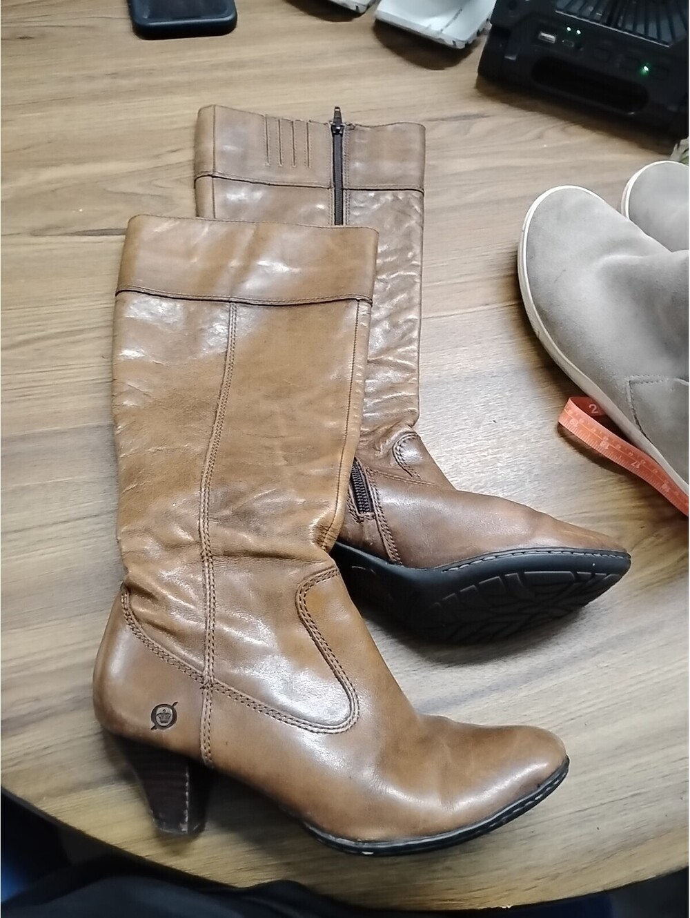 Born Brown Leather Pull On Knee High Boots Womens Size 7